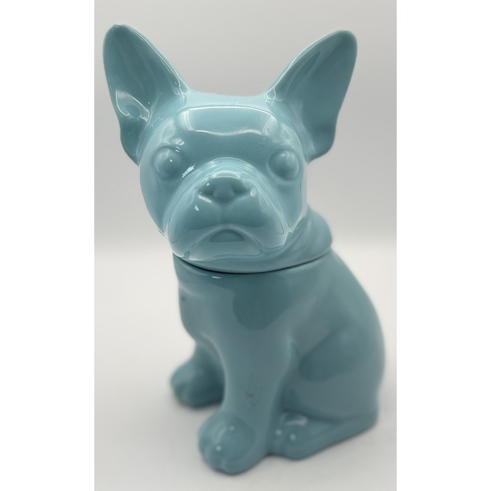 French Bull Dog Cookie Treat Jar Frenchie Threshold Retired 2014 10.5" Teal #569